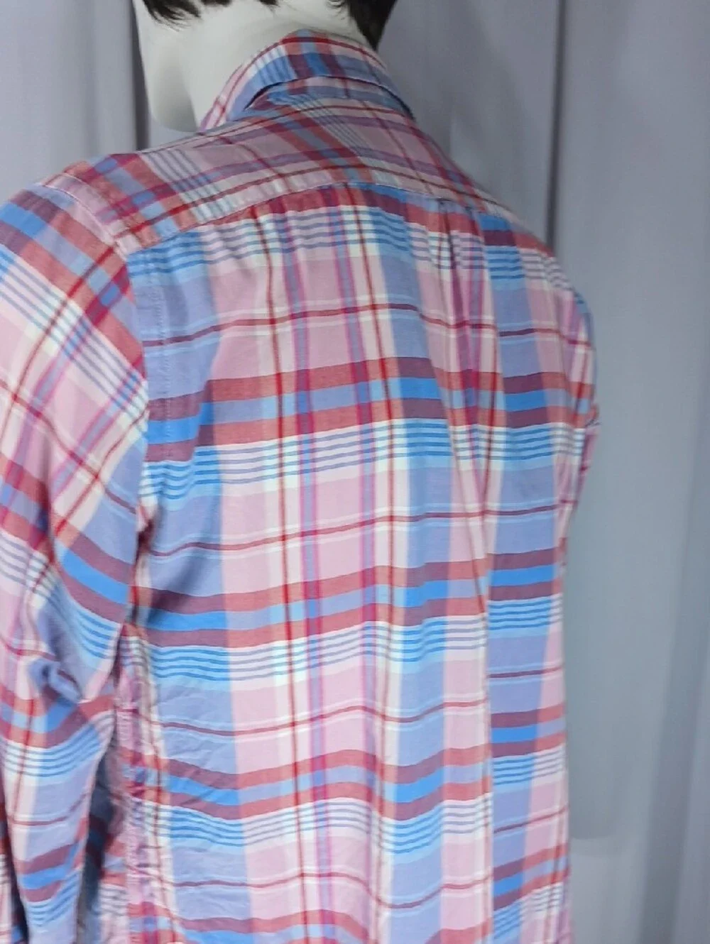 J. Crew Pink, Blue and Red Plaid Cotton Button-Up Shirt
